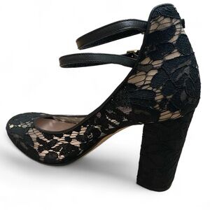 Bo Kate Spade Beneera Black Lace Double Strap Chunky Heel!